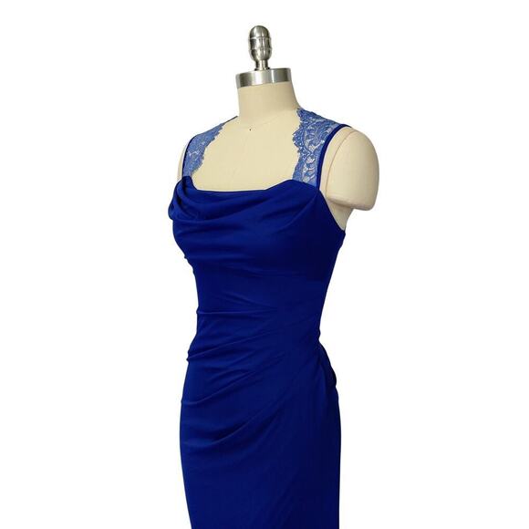 Vintage 90s Y2K Prom Dress Maxi Gown Size S Royal Blue Lace Sleeveless Formal - Picture 7 of 11